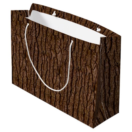 Rustic Faux Piece of Wood Grain Tree Bark Groot Cadeauzakje (Achterkant Gekanteld)