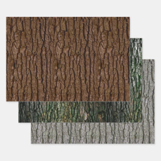Rustic Faux Piece of Wood Grain Tree Bark Inpakpapier Vel