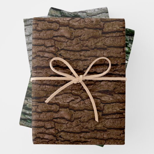Rustic Faux Piece of Wood Grain Tree Bark Inpakpapier Vel (In situ)