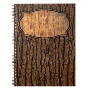 Rustic Faux Piece of Wood Grain Tree Bark Notitieboek