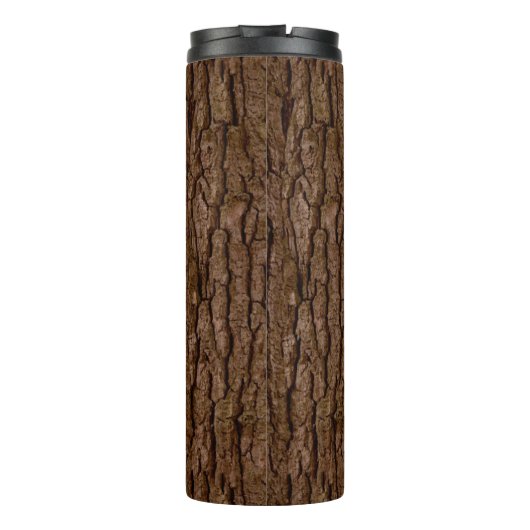 Rustic Faux Piece of Wood Grain Tree Bark Thermosbeker (Achterkant)
