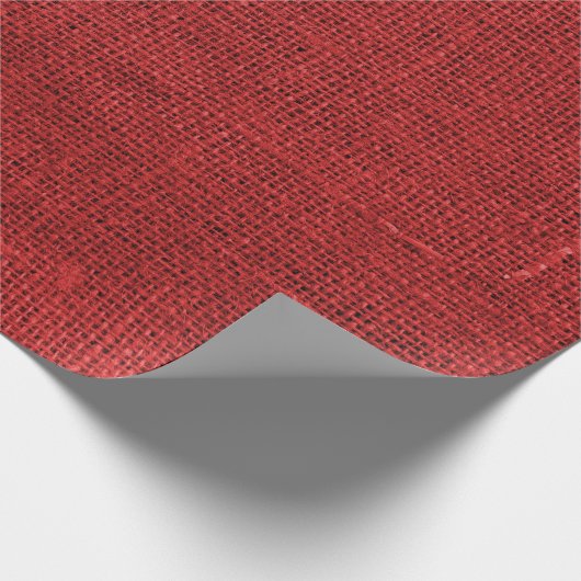 Rustic Faux Red Burlap Texture Cadeaupapier (Hoek)