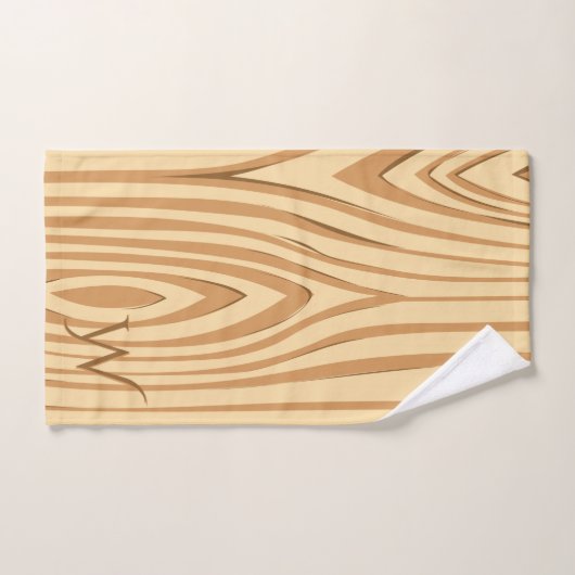 Rustic Faux Sined Brown Wood Monogramed Custom Bad Handdoek (Handdoek)
