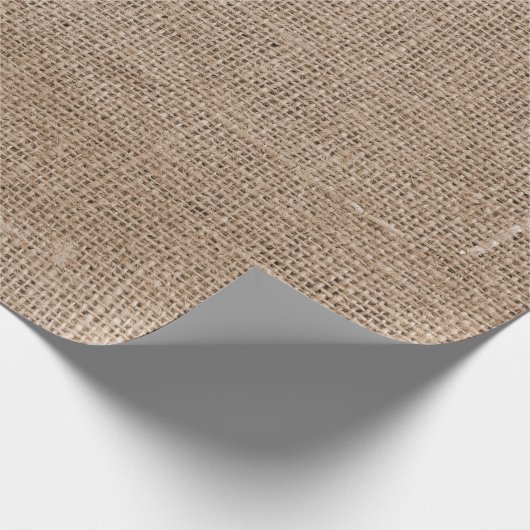 Rustic Faux Tan Burlap Texture Cadeaupapier (Hoek)
