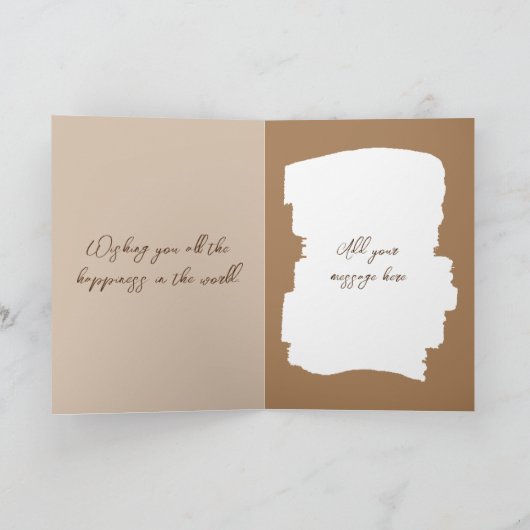 Rustic faux wood brown blue 21st jarig kaart (Binnen)