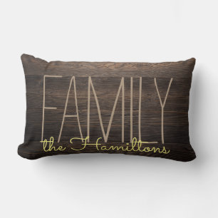 Rustic FAUX WOOD Chic Family Monogram GEEL Kussen