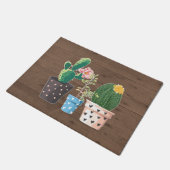 Rustic Faux Wood en Potted Cactus Deurmat (Schuin)