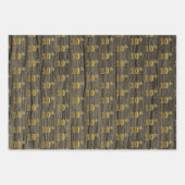 Rustic Faux Wood Grain, Elegant Faux Gold "10th" Inpakpapier Vel (Voorkant)