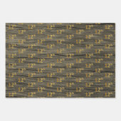 Rustic Faux Wood Grain, Elegant Faux Gold "12th" Inpakpapier Vel (Voorkant 2)