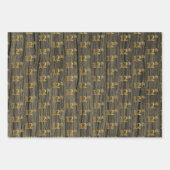 Rustic Faux Wood Grain, Elegant Faux Gold "12th" Inpakpapier Vel (Voorkant)