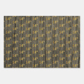 Rustic Faux Wood Grain, Elegant Faux Gold "14th" Inpakpapier Vel (Voorkant 3)