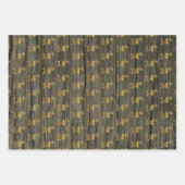 Rustic Faux Wood Grain, Elegant Faux Gold "14th" Inpakpapier Vel (Voorkant)