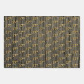 Rustic Faux Wood Grain, Elegant Faux Gold "17th" Inpakpapier Vel (Voorkant 3)