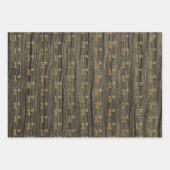 Rustic Faux Wood Grain, Elegant Faux Gold "1st" Inpakpapier Vel (Voorkant 3)