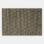 Rustic Faux Wood Grain, Elegant Faux Gold "1st" Inpakpapier Vel (Voorkant)