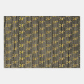 Rustic Faux Wood Grain, Elegant Faux Gold "24th" Inpakpapier Vel (Voorkant)
