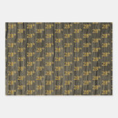 Rustic Faux Wood Grain, Elegant Faux Gold "28th" Inpakpapier Vel (Voorkant)