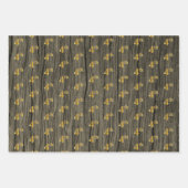 Rustic Faux Wood Grain, Elegant Faux Gold "4th" Inpakpapier Vel (Voorkant)