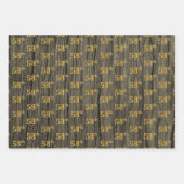 Rustic Faux Wood Grain, Elegant Faux Gold "58th" Inpakpapier Vel (Voorkant 3)