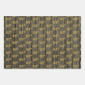 Rustic Faux Wood Grain, Elegant Faux Gold "80th" Inpakpapier Vel (Voorkant 3)