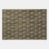 Rustic Faux Wood Grain, Elegant Faux Gold "8th" Inpakpapier Vel (Voorkant 2)