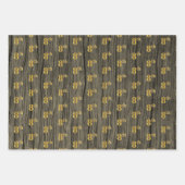 Rustic Faux Wood Grain, Elegant Faux Gold "8th" Inpakpapier Vel (Voorkant)