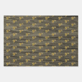 Rustic Faux Wood Grain, Elegant Faux Gold "9th" Inpakpapier Vel (Voorkant 2)