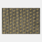 Rustic Faux Wood Grain, Elegant Faux Gold "9th" Inpakpapier Vel (Voorkant)