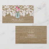 Rustic Faux Wood met kant en ventilator Mason Jar Visitekaartje (Voorkant / Achterkant)