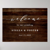 Rustic Faux Wood Wedding Welcome Sign Poster (Voorkant)
