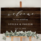 Rustic Faux Wood Wedding Welcome Sign Poster