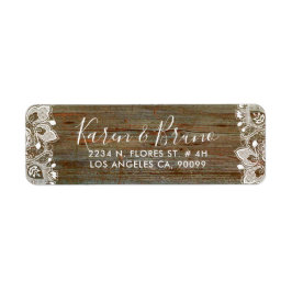 Rustic Faux Wood & White Floral Lace Etiket