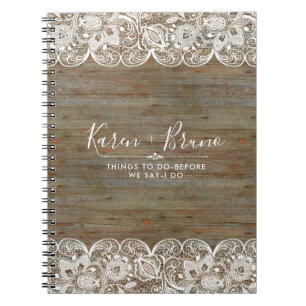 Rustic Faux Wood & White Lace Notitieboek