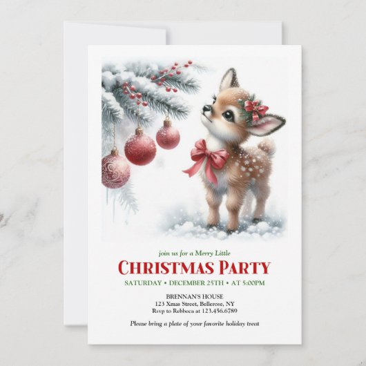 Rustic fawn snowy forest serene scene Christmas  Kaart (Voorkant)