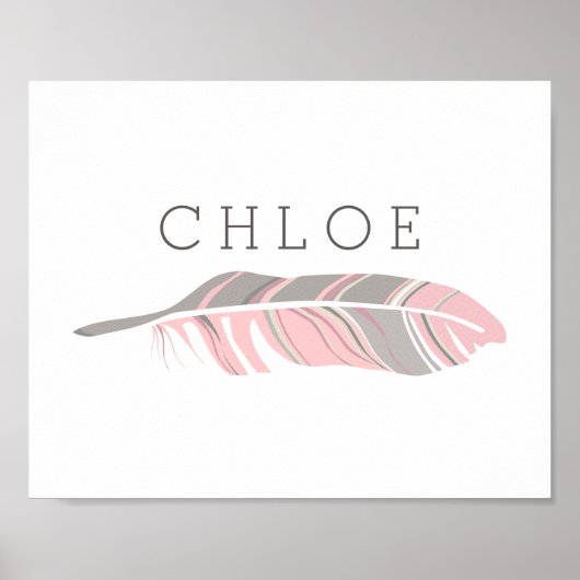 Rustic Feather | Roze, speciale wandkunst Poster (Voorkant)
