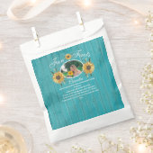 Rustic Feest Fun Fact Zonnebloem Teal Hout Bedankzakje (Geknipt)