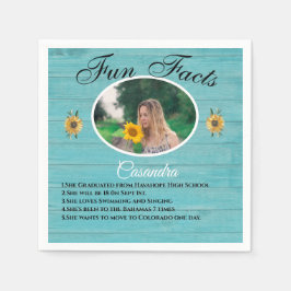Rustic Feest Fun Fact Zonnebloem Teal Hout  Servet