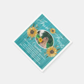 Rustic Feest Fun Fact Zonnebloem Teal Houten Serve Servet (Hoek)