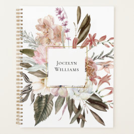 Rustic Feminine Floral Bouquet met naam Planner