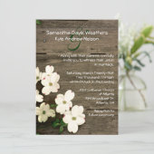 Rustic Fence & Dogwood Blooms Wedding Invitation 2 Kaart (Staand voorkant)