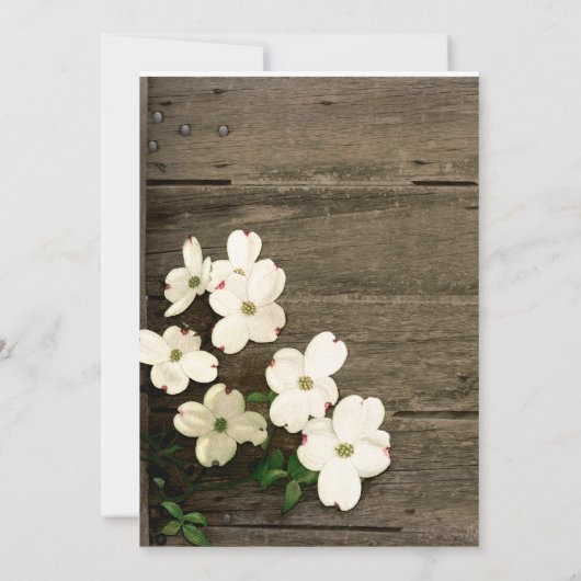 Rustic Fence & Dogwood Blooms Wedding Invitation 2 Kaart (Achterkant)