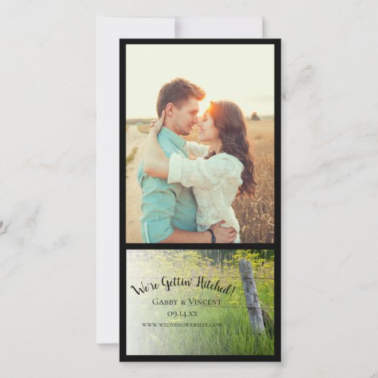 Rustic Fence Post and Wildflower Country Wedding Save The Date (Voorkant)