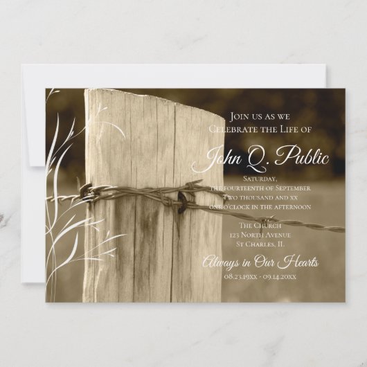 Rustic Fence Post viering van het levensmonument Kaart (Voorkant)