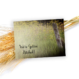 Rustic Fence Post Wildflower Country Wedding Aankondigingskaart