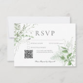 Rustic Fern Foliage Emerald Green QR-code RSVP Kaartje (Voorkant)