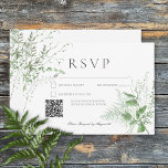 Rustic Fern Foliage Emerald Green QR-code RSVP Kaartje<br><div class="desc">Maak kennis met onze betoverende trouwresponskaart waar elegantie en natuur in perfecte harmonie samenkomen. Een zacht, vederachtig ovaal lijst versierd met weelderig bosgroen, klimop, varens en meer, prachtig geplaatst tegen een ongerepte witte achtergrond. Leg de essentie vast van een romantische ontsnapping uit het bos met deze prachtige uitnodiging die uw...</div>