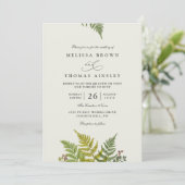 Rustic Fern Forest Greenery Modern QR Code Wedding Kaart (Staand voorkant)