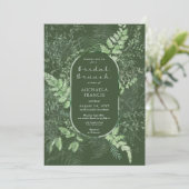 Rustic Fern Green Foliage Emerald Bruids Brunch Kaart (Staand voorkant)