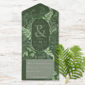 Rustic Fern Green Foliage Emerald Geen Diner All In One Uitnodiging