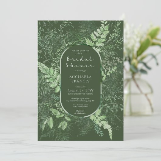 Rustic Fern Green Foliage Emerald Vrijgezellenfees Kaart (Staand voorkant)